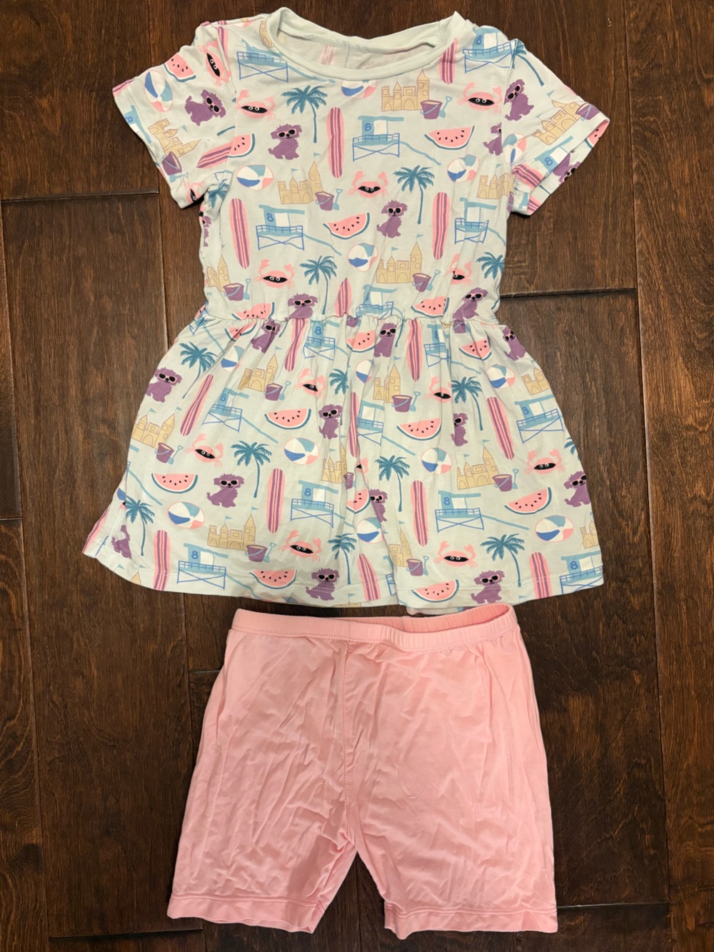 Kickee Pants Girls Summer Playtime Outfit Set with Beach Dog Print